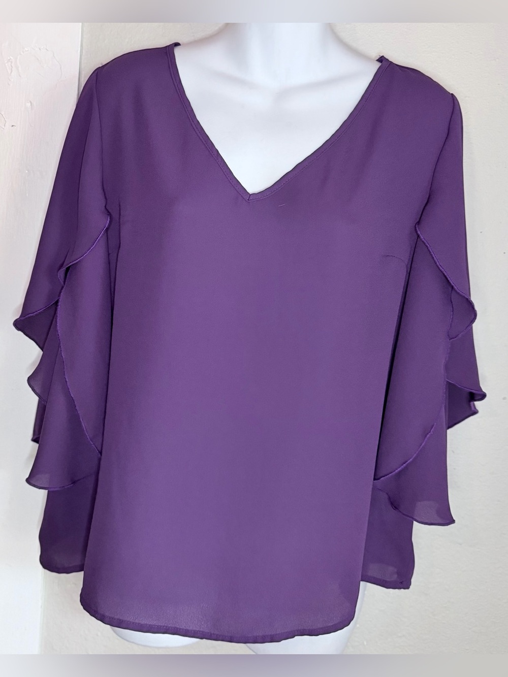 SHEIN purple 3-4 flutter sleeves blouse Large